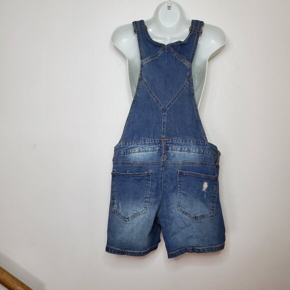 Almost Famous Shortall Size 9 Overalls Women's Distressed Zipper Front - Picture 5 of 10